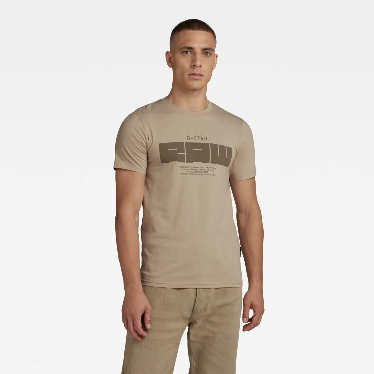 Graphic Slim Fit Cotton T-Shirt - Beige