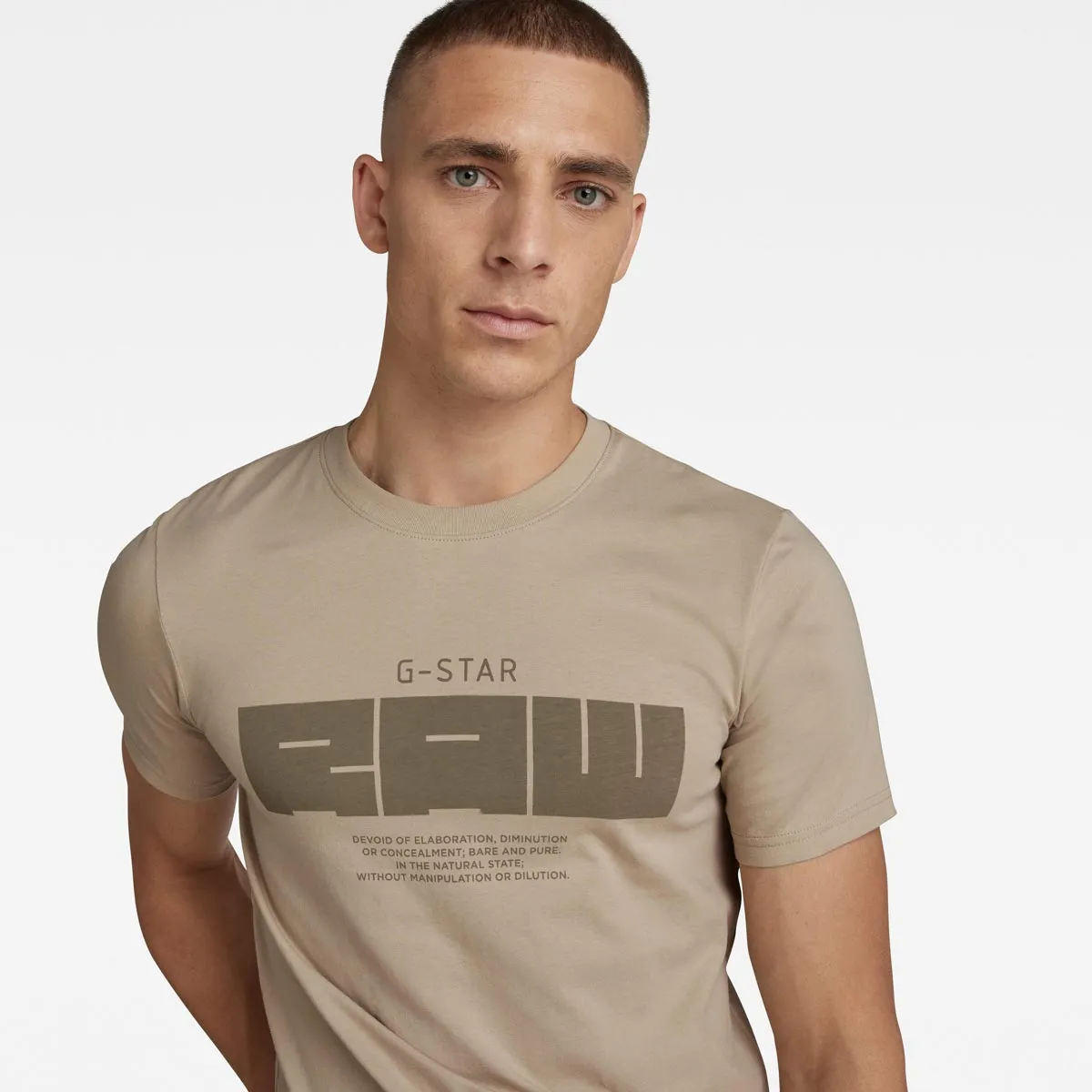 Graphic Slim Fit Cotton T-Shirt - Beige