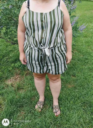 Green Striped Romper