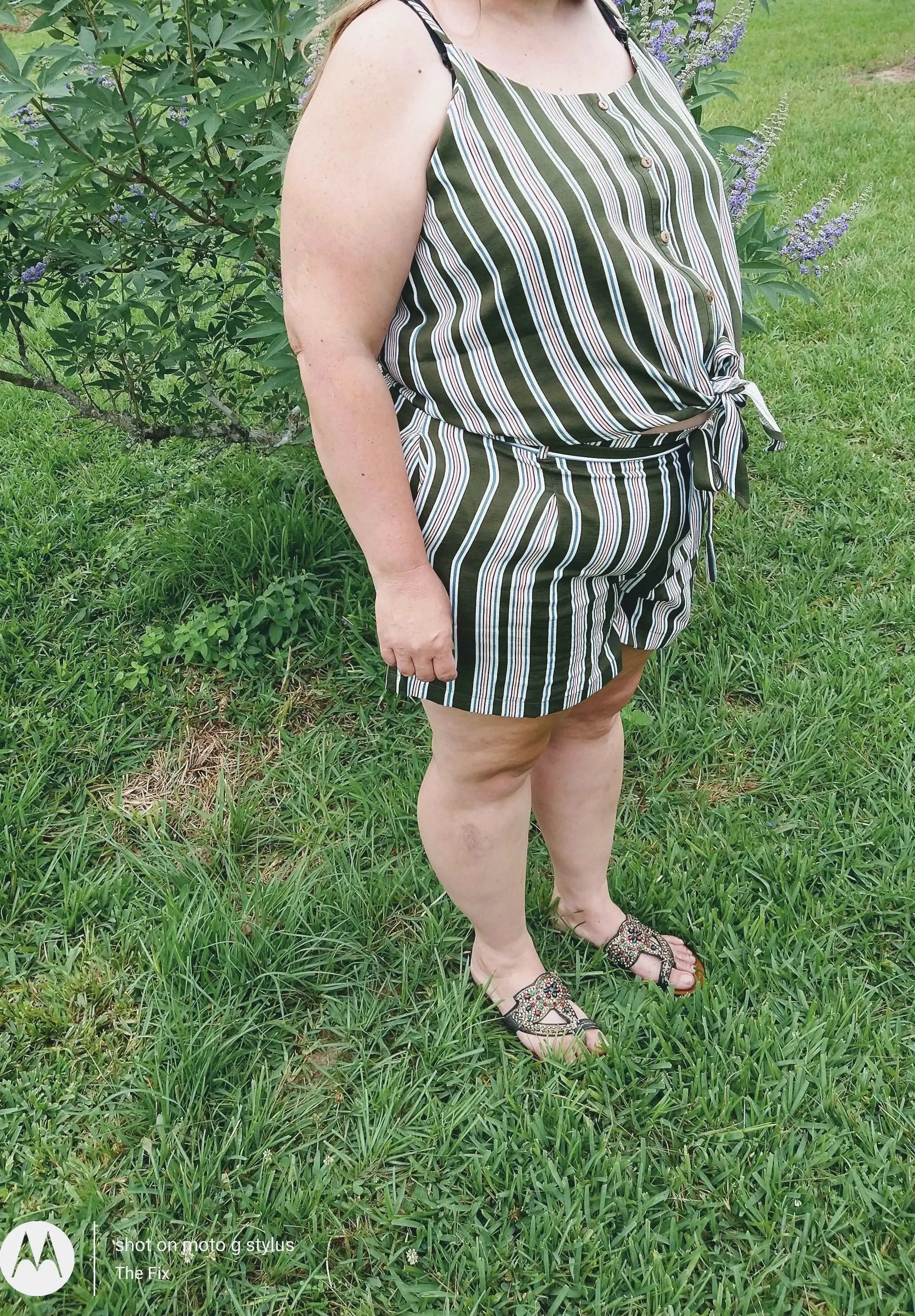 Green Striped Romper