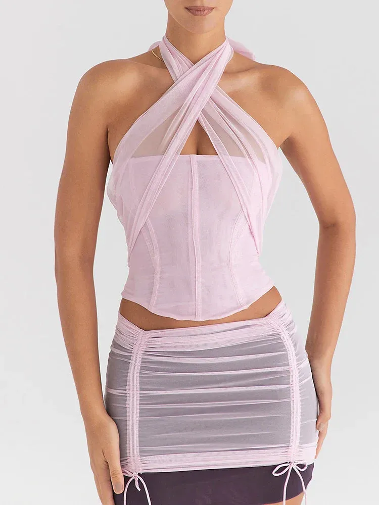 Halter Sleeveless Skinny Spring Summer Corset Backless Club Party Cami Top