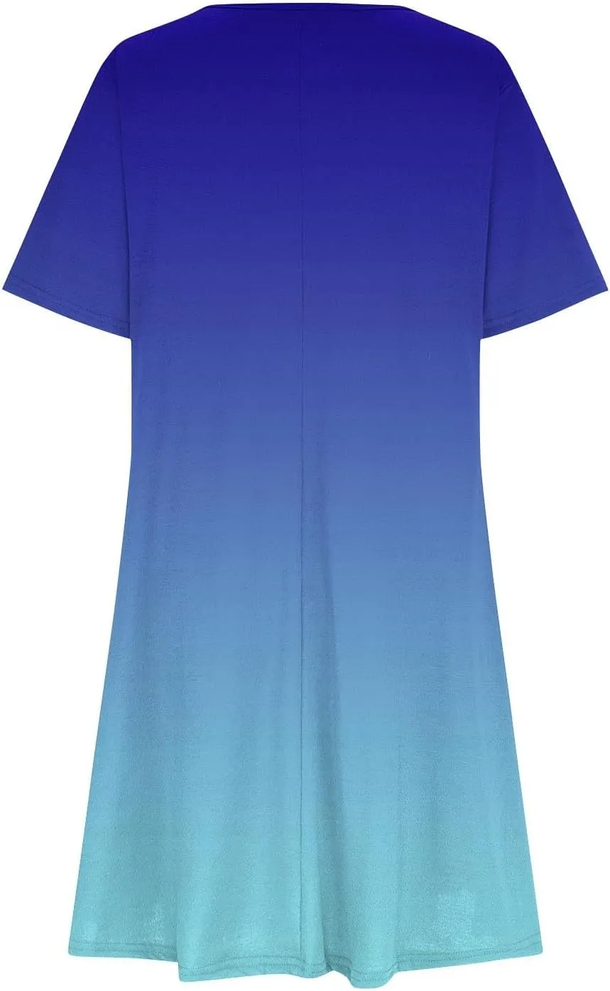 hlysgo Tshirt Dress for Women 2025 Vacation Short Sleeve Crew Neck Casual Dresses Trendy Tie-Dye Print Summer Mini Dress