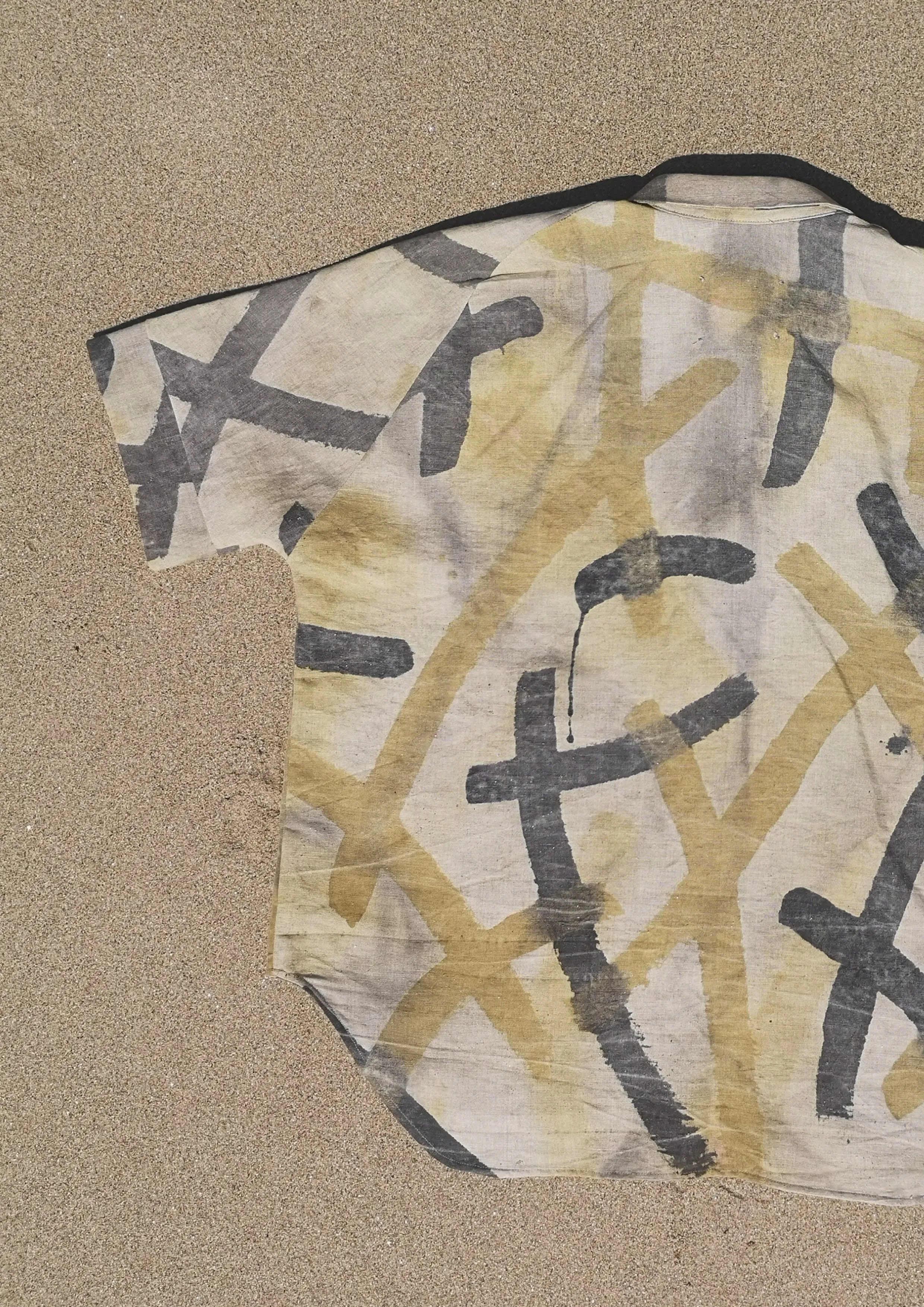 HOMEMADE - UNIQUE BLOUSE UNISEX - HAND PAINTED - black / yellow / white