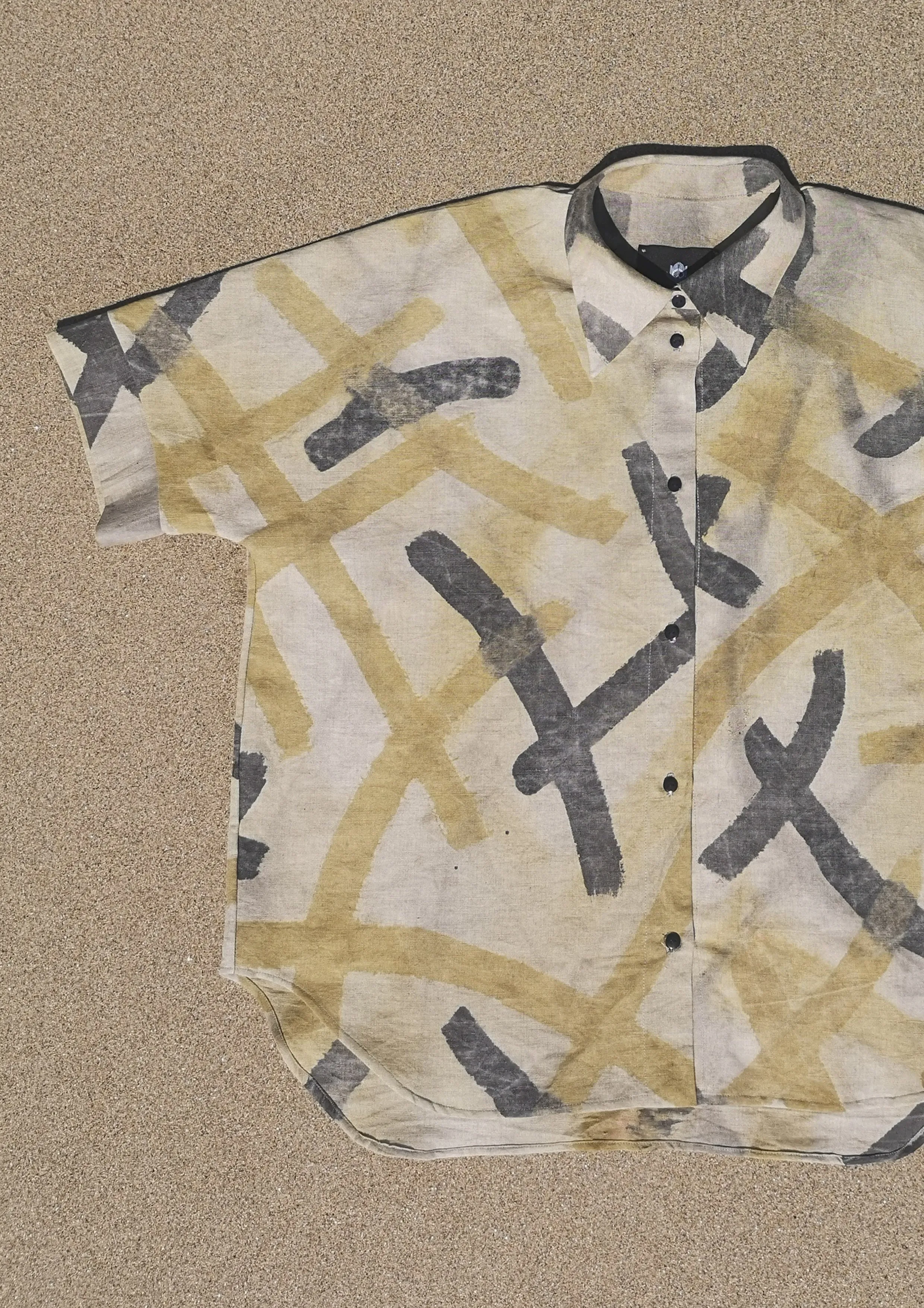 HOMEMADE - UNIQUE BLOUSE UNISEX - HAND PAINTED - black / yellow / white