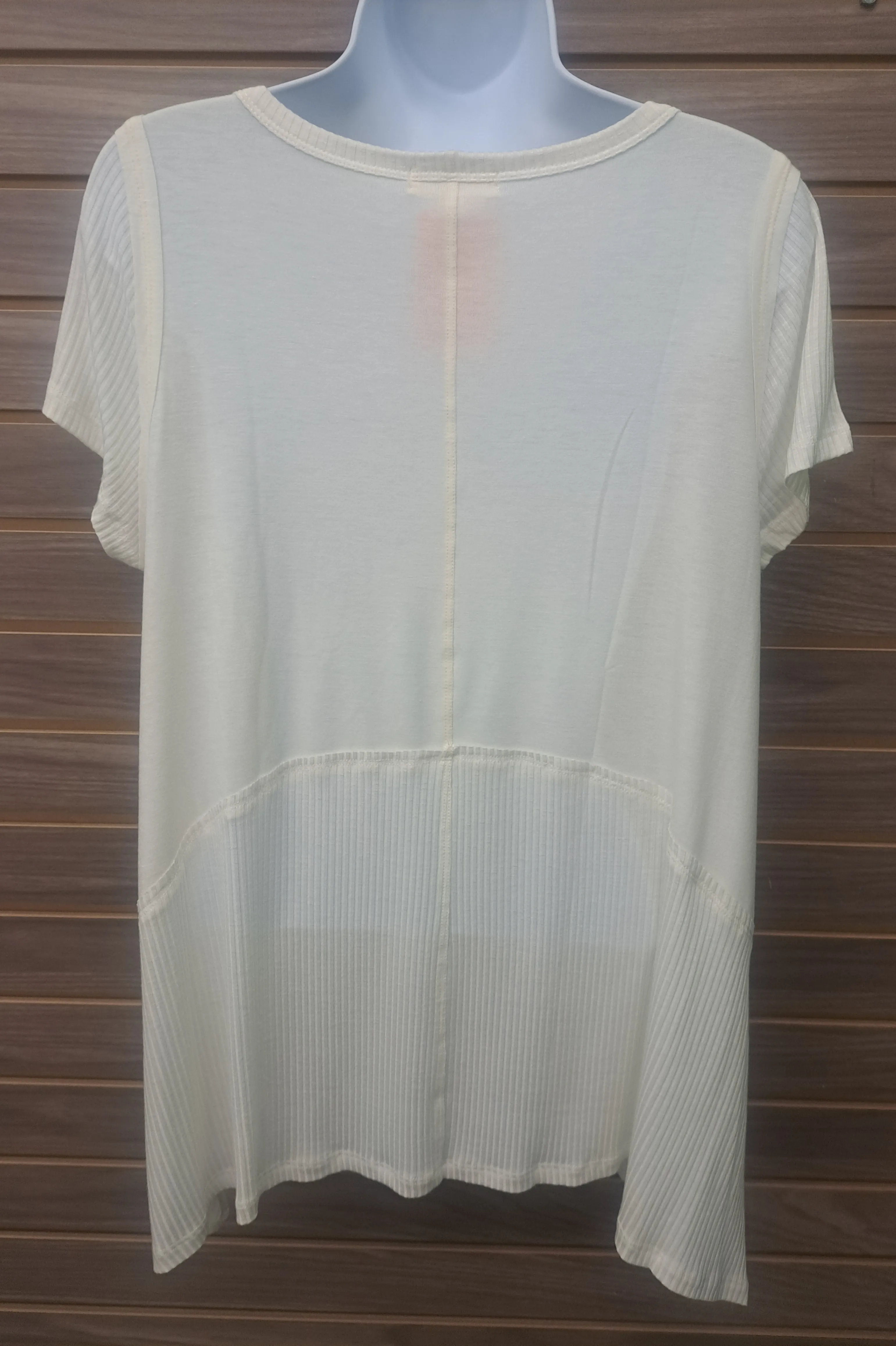 Ivory tee with ribbed inset