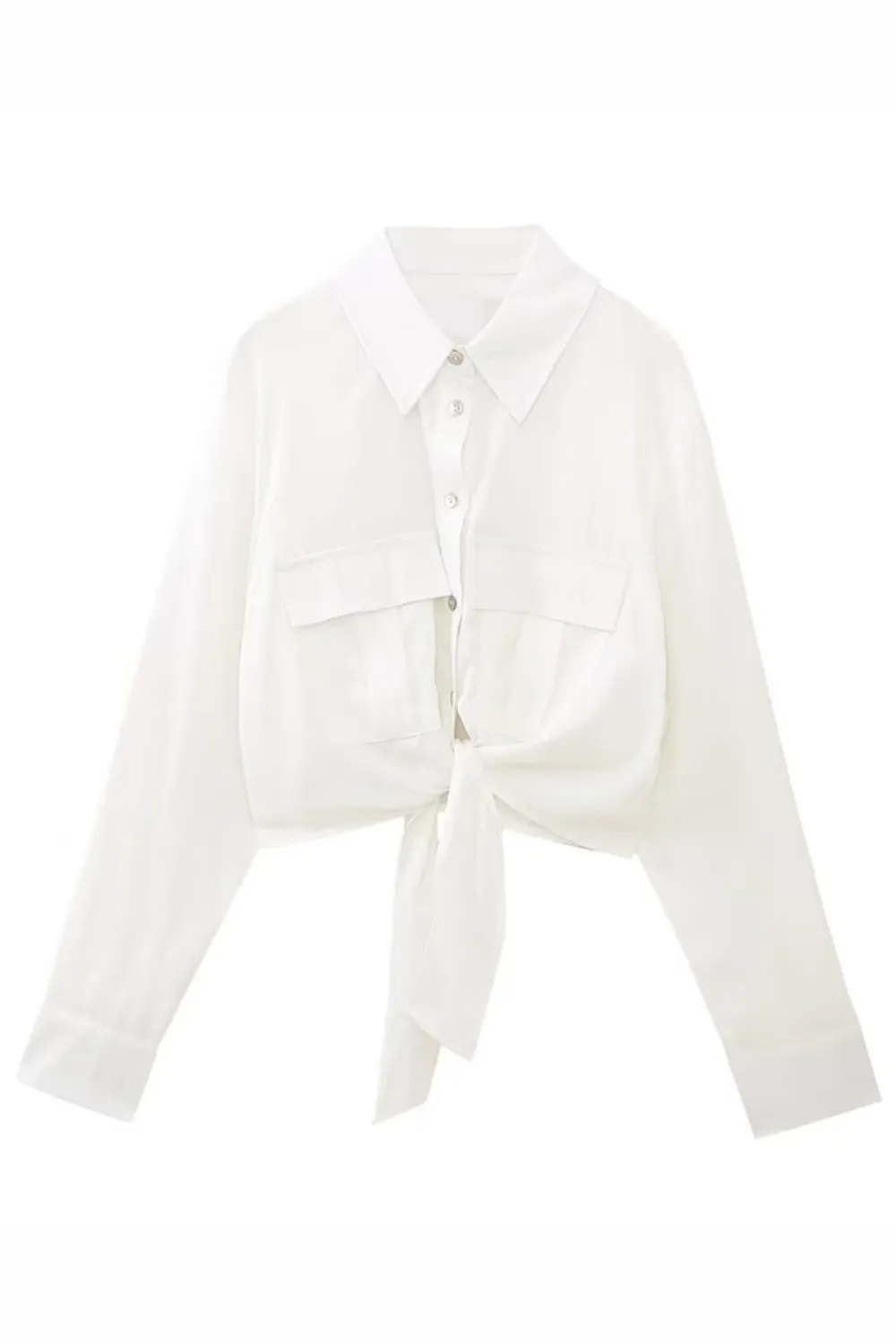'Jordyn' Collared V-Neck Front Knot Shirt