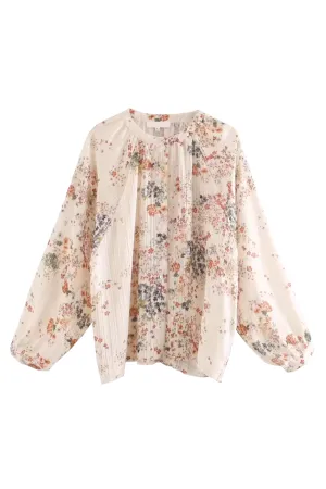 'Josephine' Floral Silk Chiffon Blouse Top