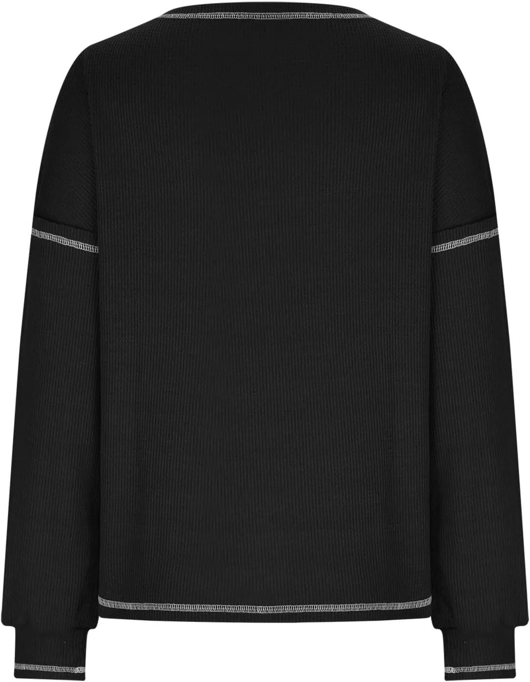 jovati 2024 Fall Fashion Versatile Clothes Womens Casual Crewneck Long Sleeve Shirt Loose Comfy Work Blouse With Pockets