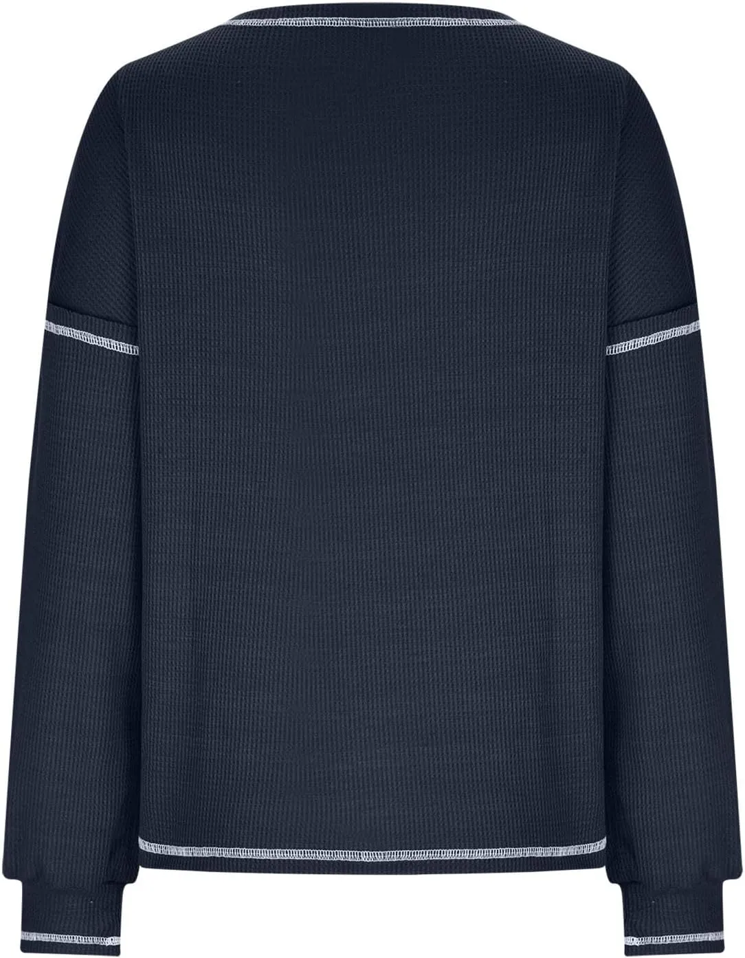 jovati 2024 Fall Fashion Versatile Clothes Womens Casual Crewneck Long Sleeve Shirt Loose Comfy Work Blouse With Pockets