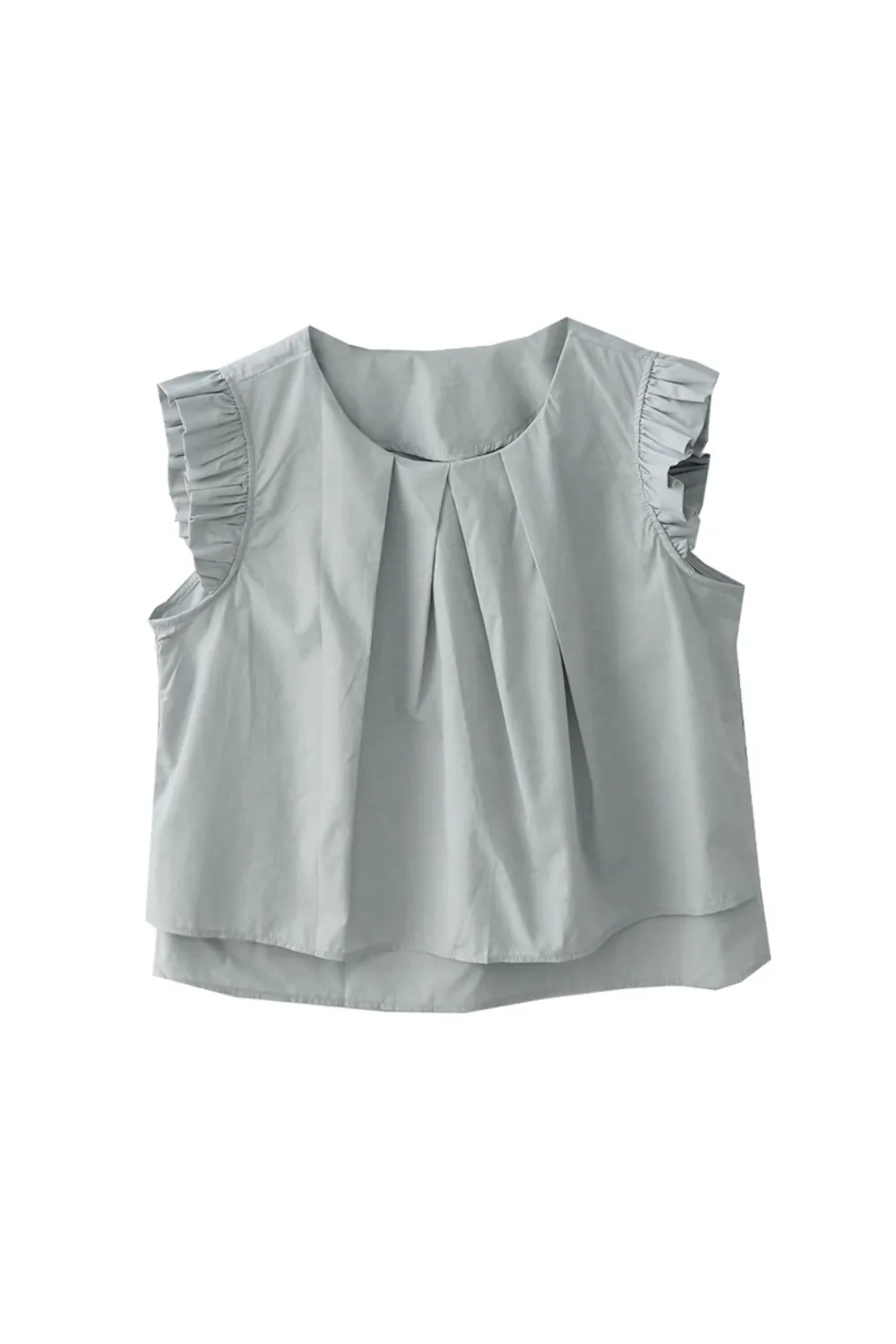 'Juliet' Pleated Short Sleeves Round Neck Top (5 Colors)