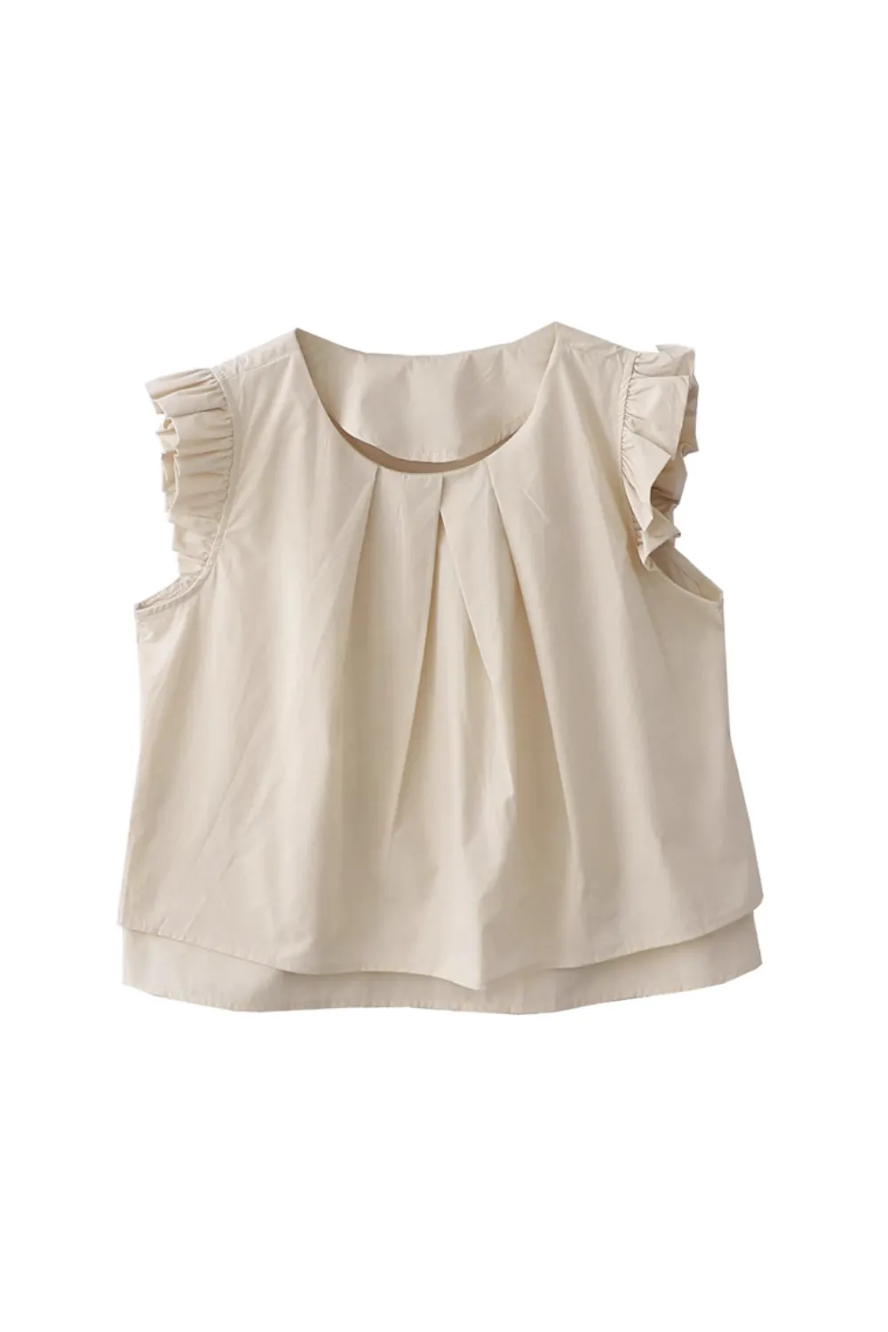 'Juliet' Pleated Short Sleeves Round Neck Top (5 Colors)