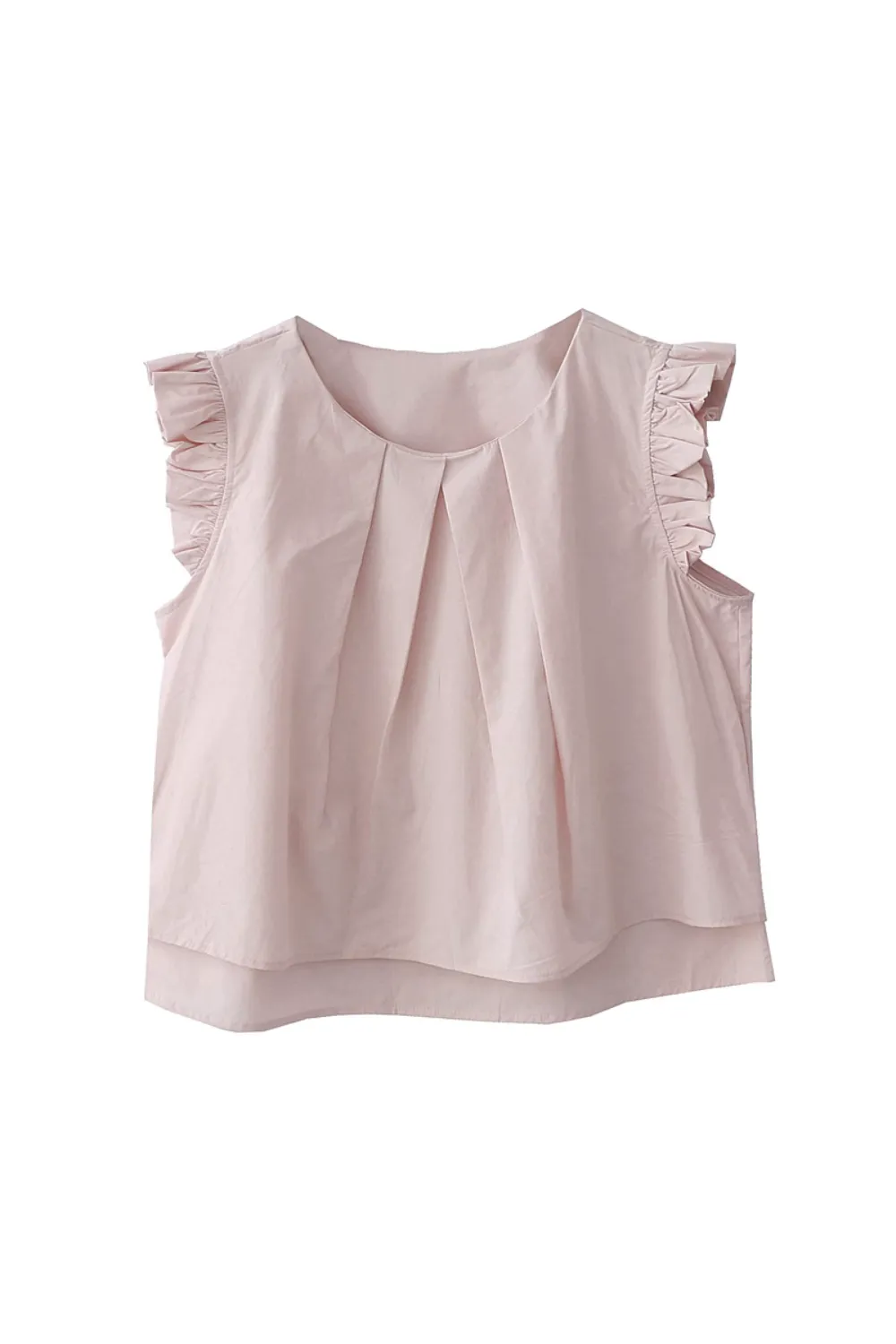 'Juliet' Pleated Short Sleeves Round Neck Top (5 Colors)