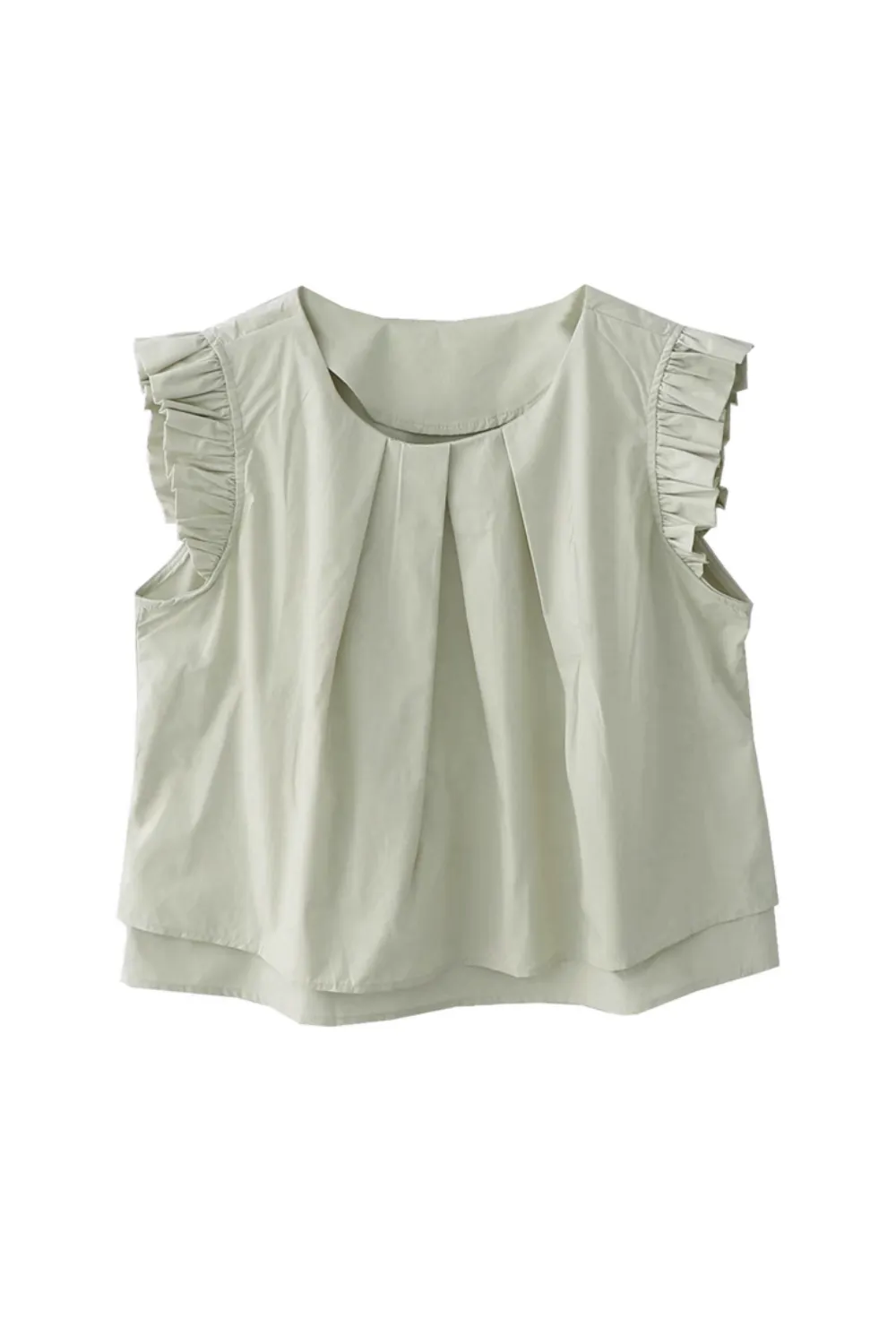 'Juliet' Pleated Short Sleeves Round Neck Top (5 Colors)