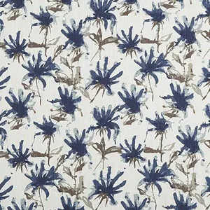 Kendal Regal Blue Slub Canvas Printed Drapery Fabric by Premier Print Fabrics 30 Yard Bolt