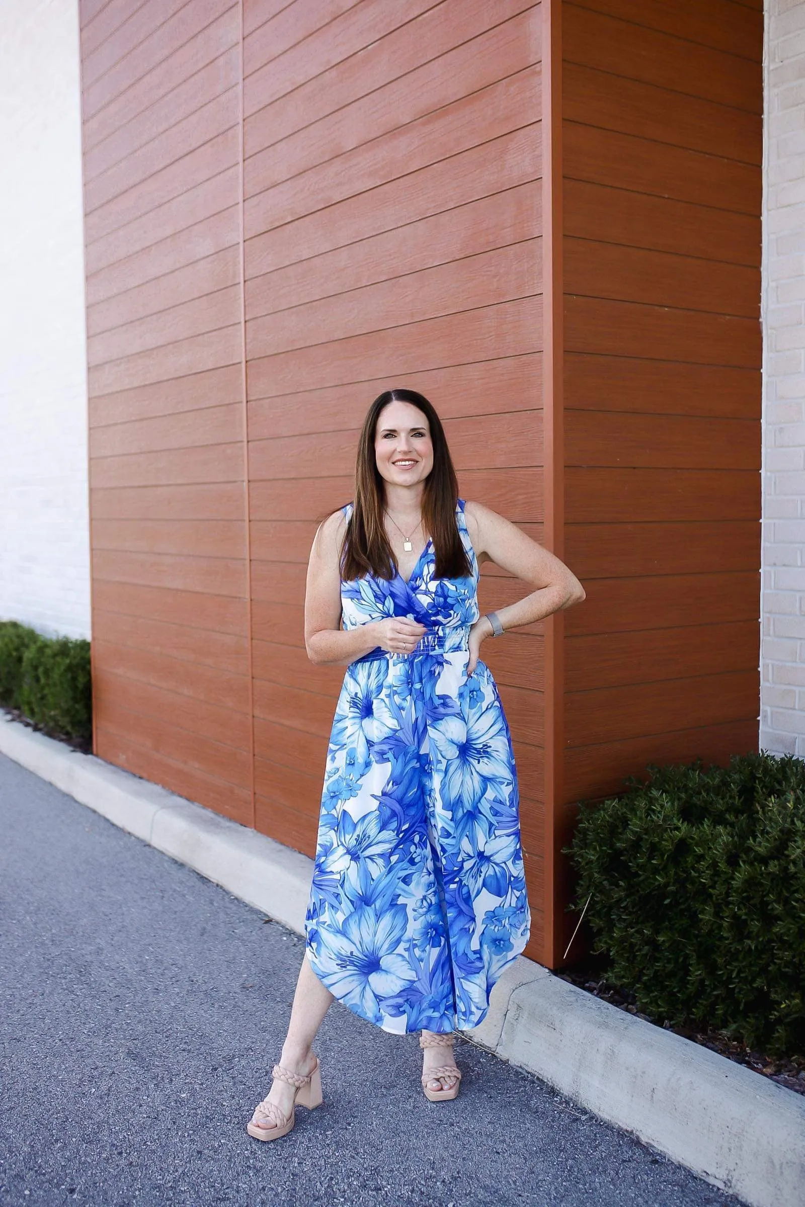 Kianna Floral Chiffon Sleeveless Jumpsuit - Blue