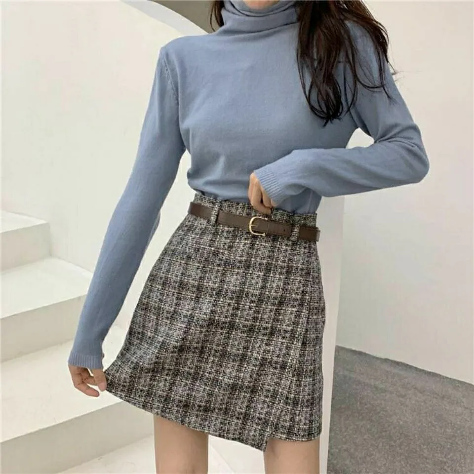 Korean Irregular Lady Skirt Female Autumn Sweet High Waist A line Mini