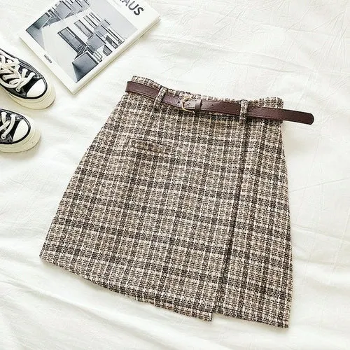Korean Irregular Lady Skirt Female Autumn Sweet High Waist A line Mini