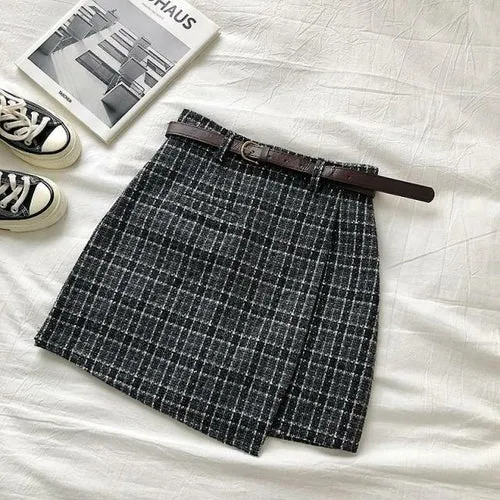 Korean Irregular Lady Skirt Female Autumn Sweet High Waist A line Mini