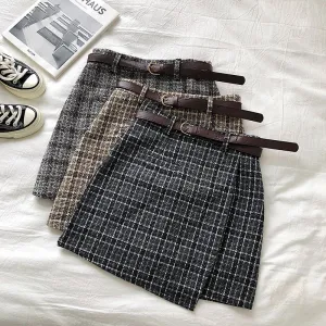 Korean Irregular Lady Skirt Female Autumn Sweet High Waist A line Mini