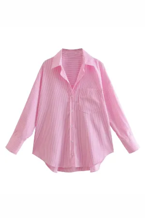 'Laila' Stripe Collared Long Sleeve Shirt (2 Colors)