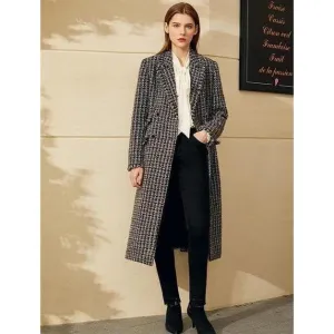 LAPEL PLAID CALF-LENGTH COAT