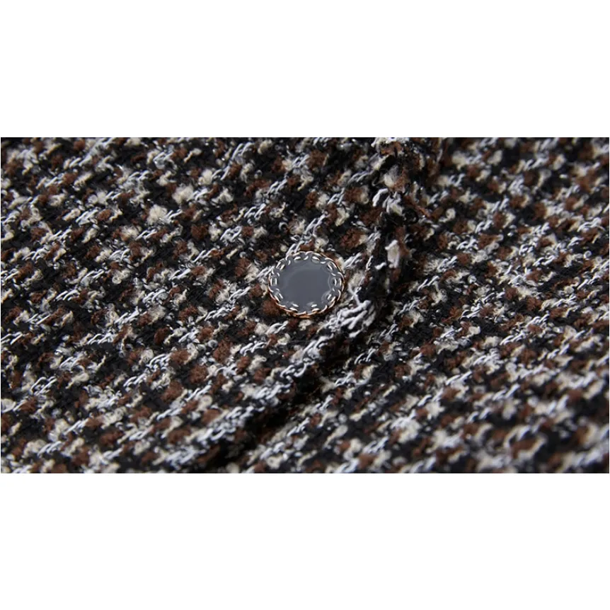 LAPEL PLAID CALF-LENGTH COAT
