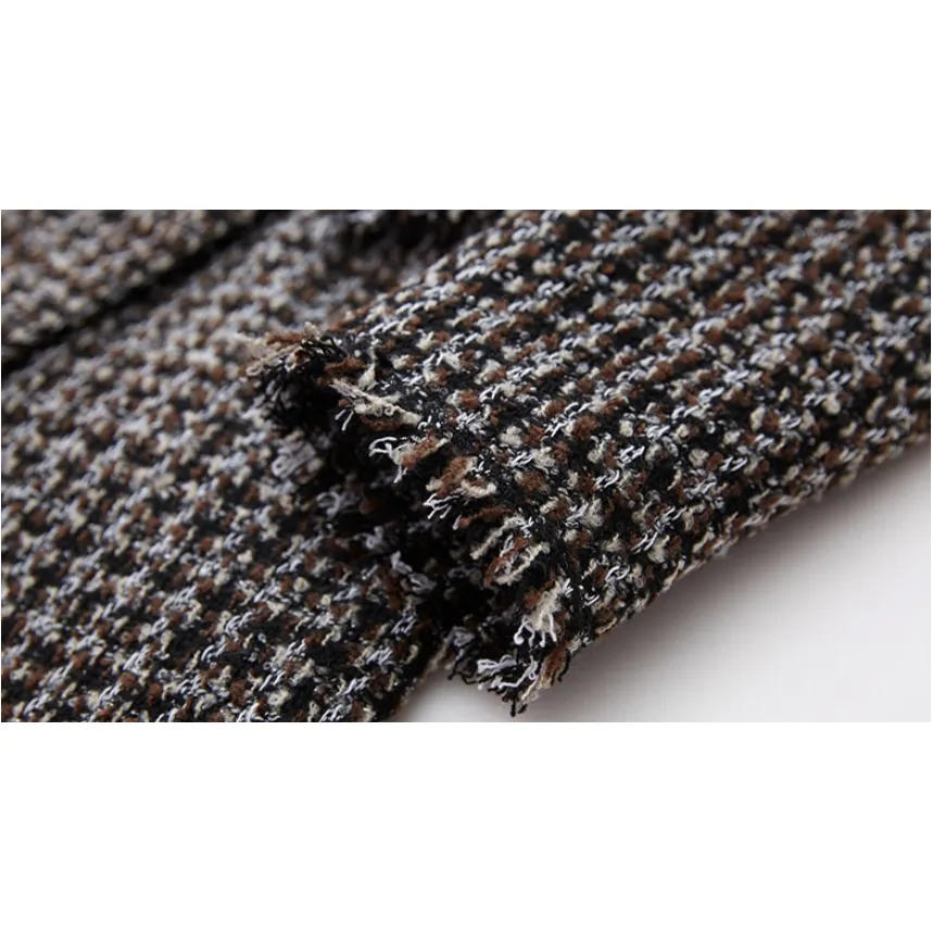 LAPEL PLAID CALF-LENGTH COAT