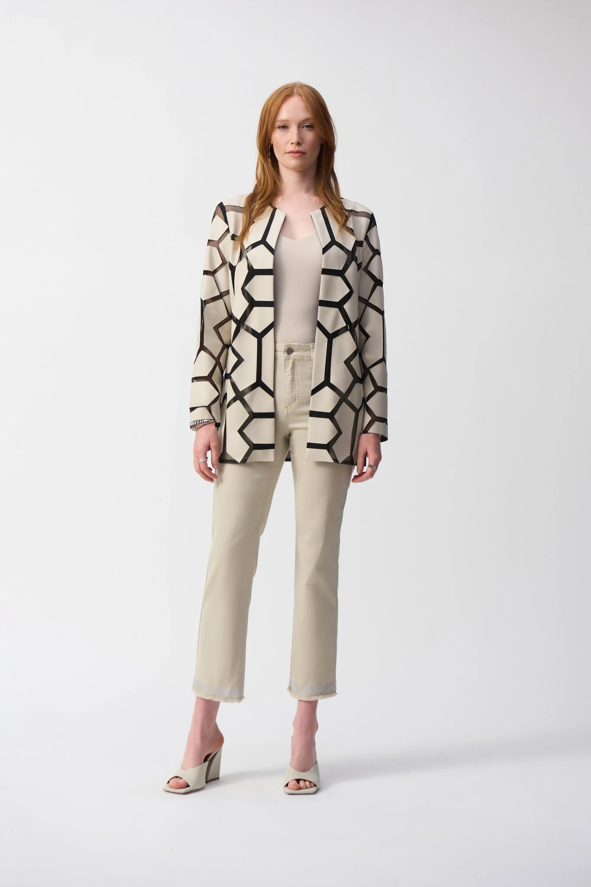 Laser-Cut Leatherette on Mesh Jacket