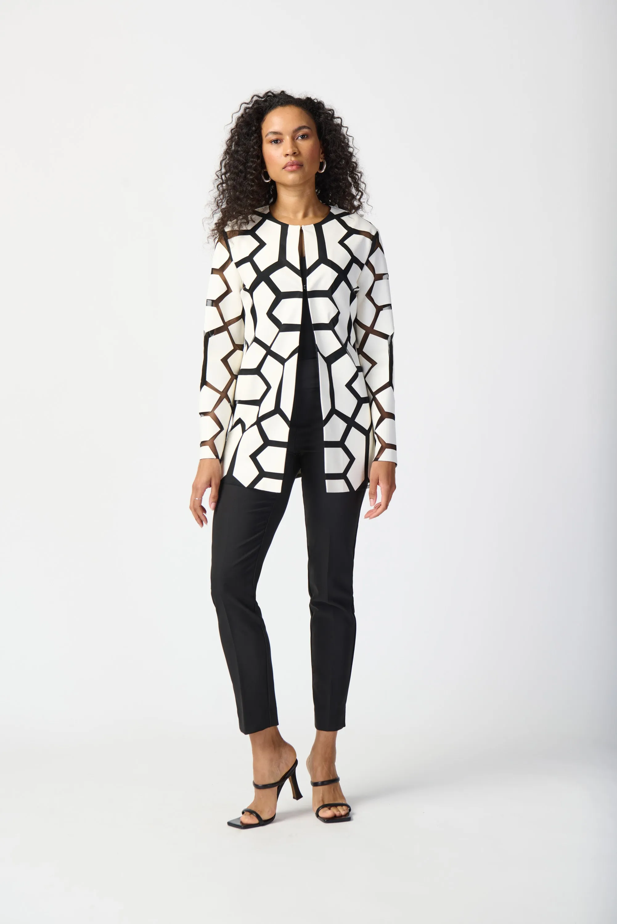 Laser-Cut Leatherette on Mesh Jacket
