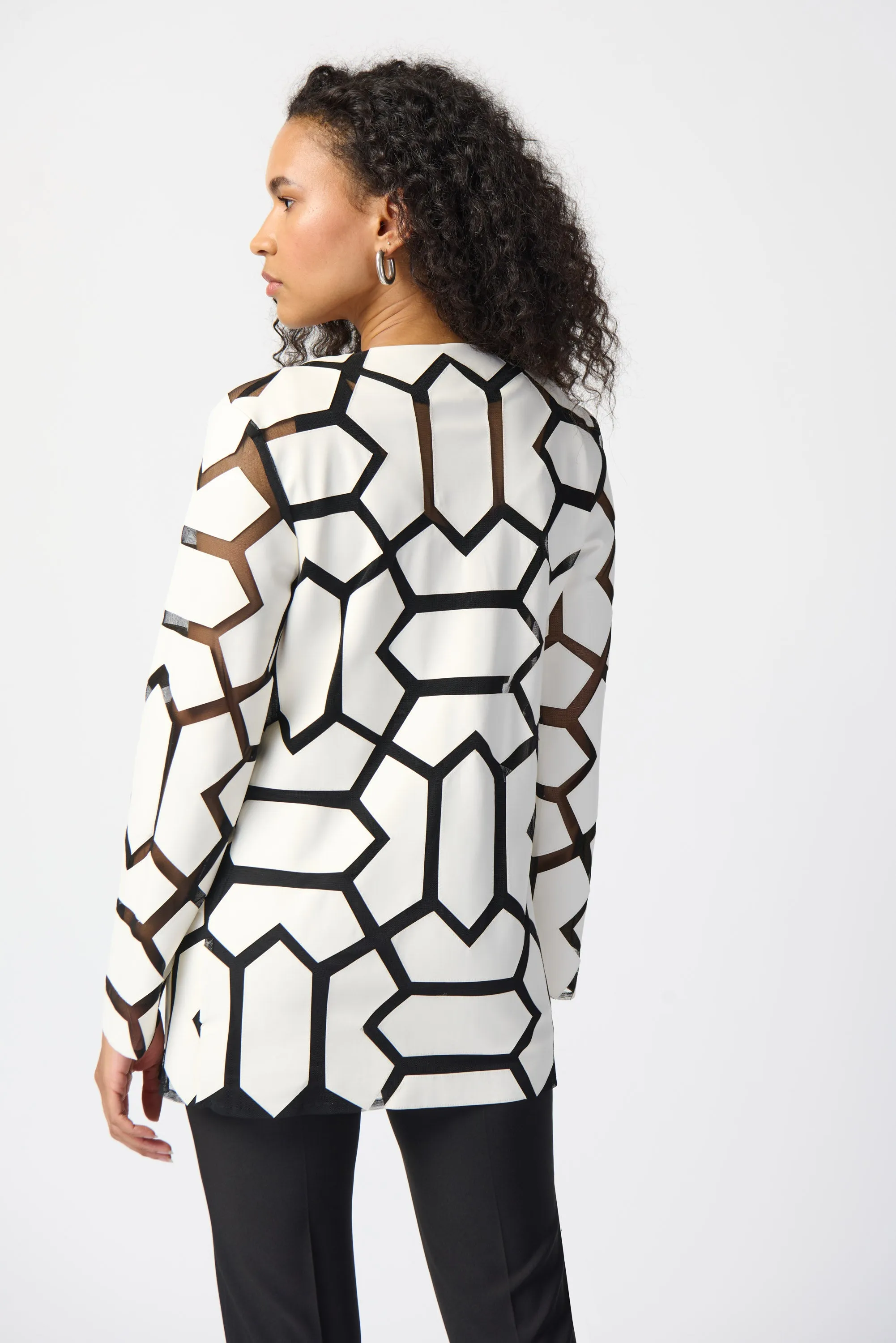 Laser-Cut Leatherette on Mesh Jacket
