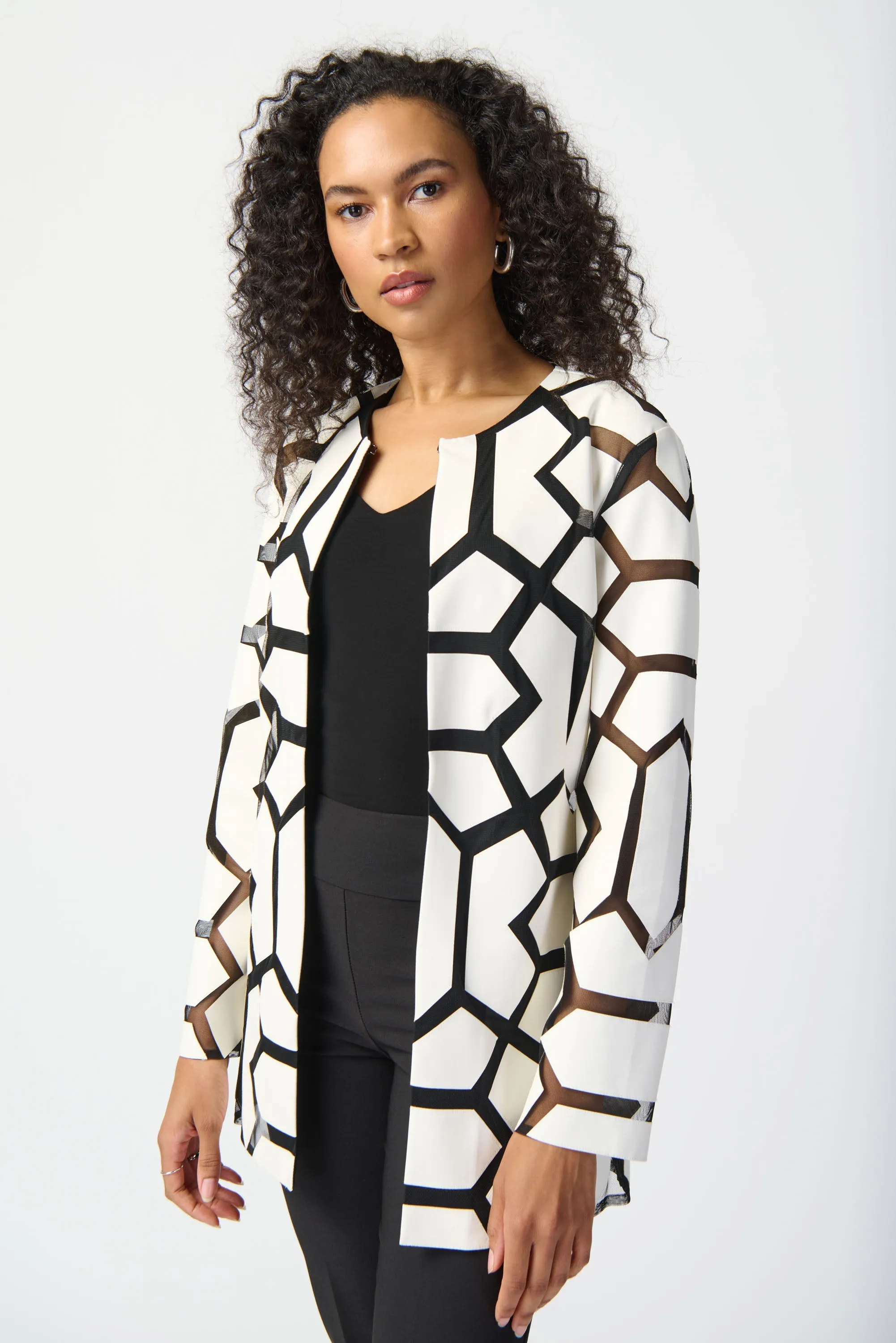 Laser-Cut Leatherette on Mesh Jacket