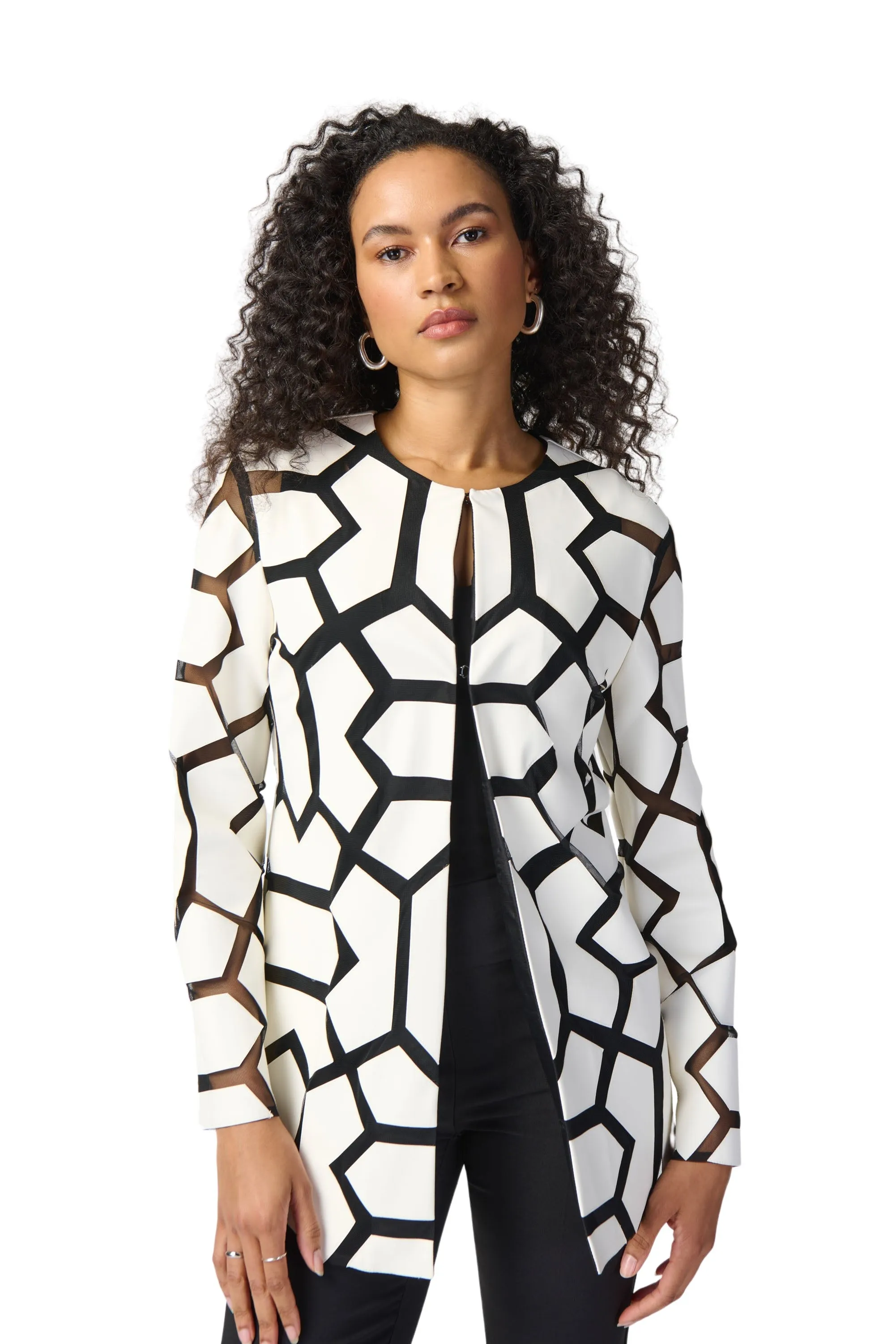 Laser-Cut Leatherette on Mesh Jacket