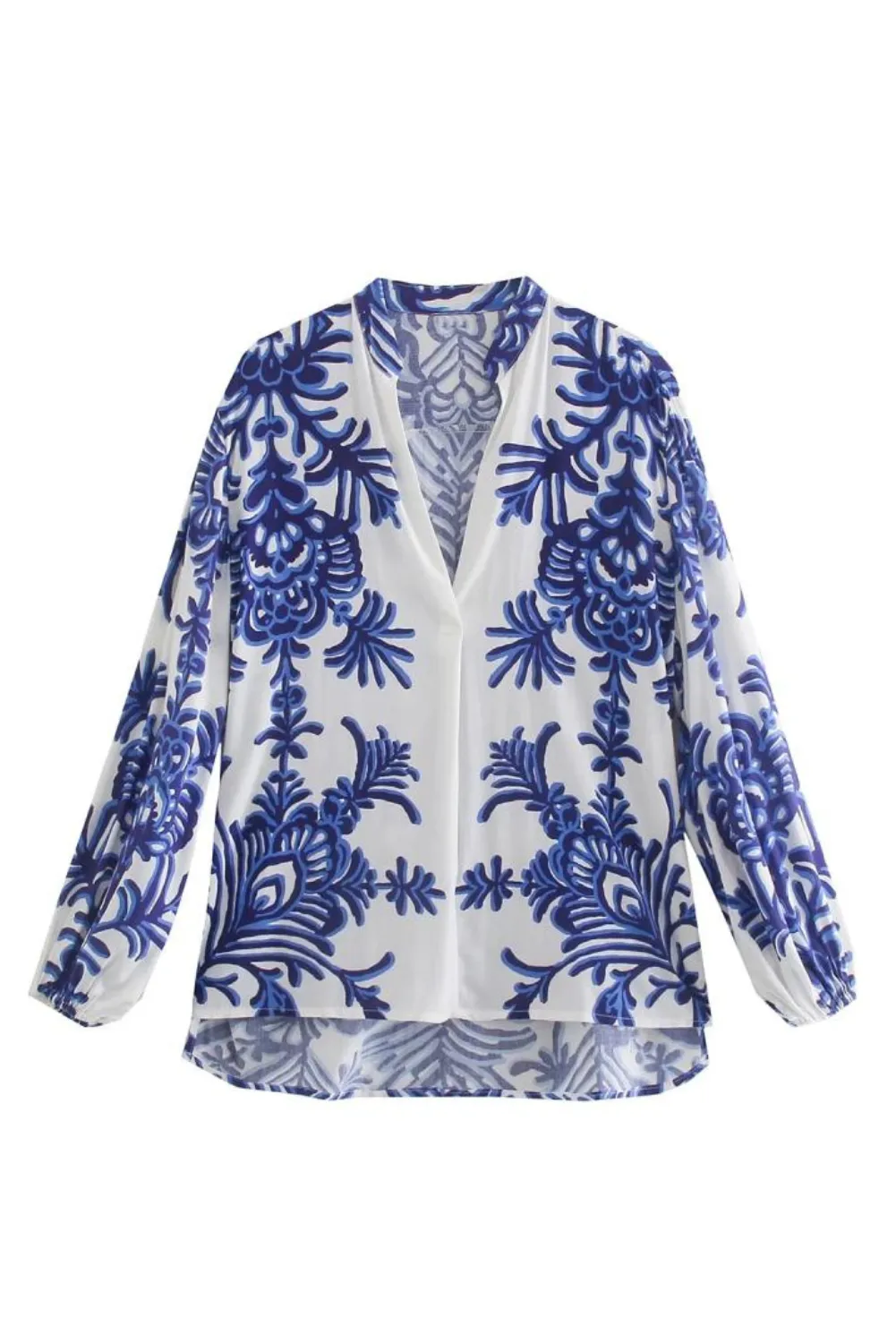 'Lilian' Floral V-NeckLong Sleeve Shirt