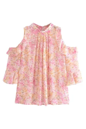 'Lillian' Floral Round Neck Blouse Top