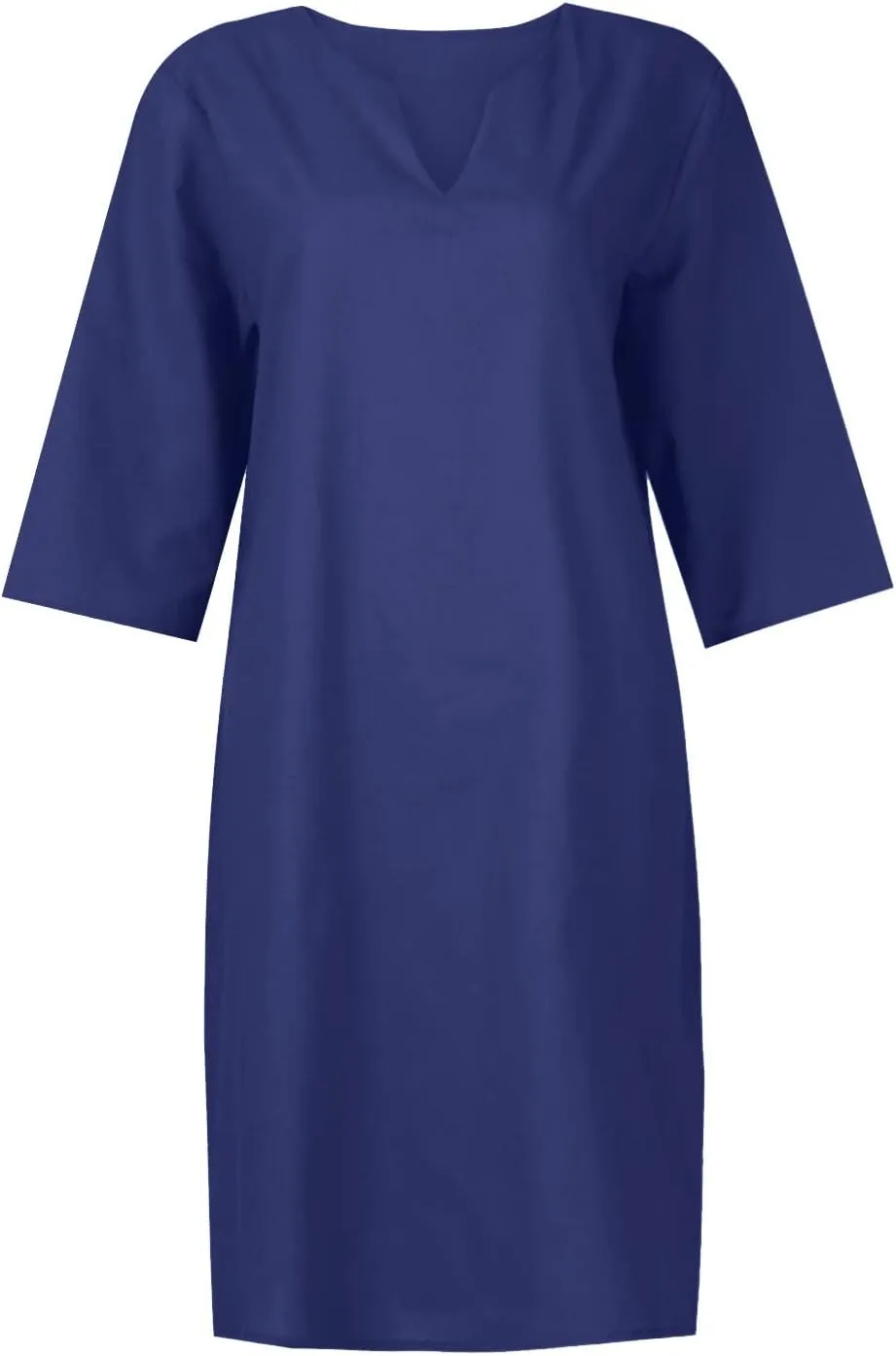 Linen Dresses for Women 2025 Summer Casual V Neck Half Sleeve Midi Dress Spring Vacaion Clothes