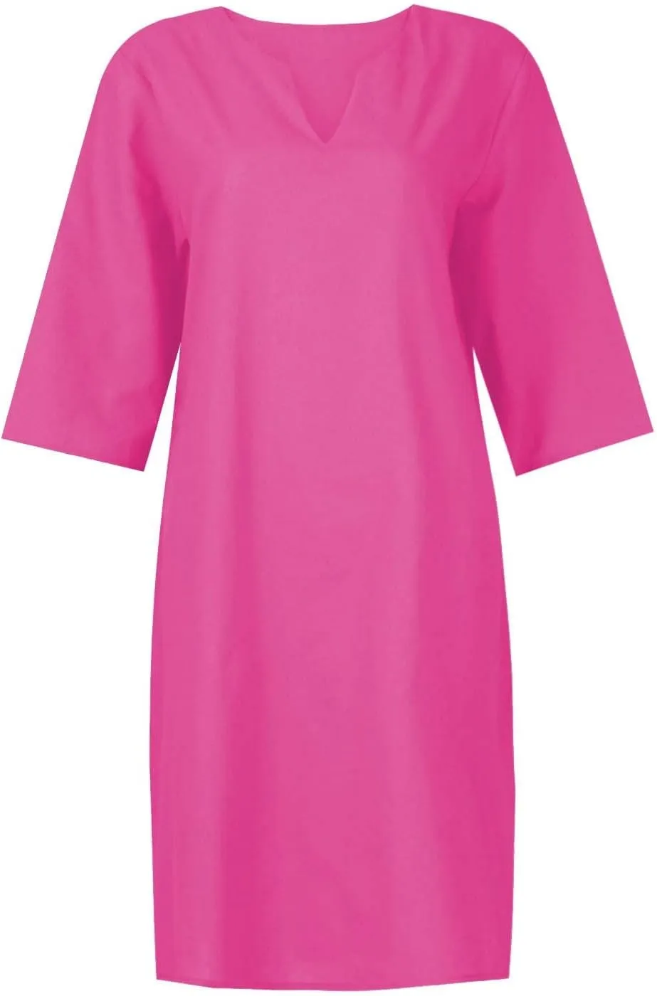 Linen Dresses for Women 2025 Summer Casual V Neck Half Sleeve Midi Dress Spring Vacaion Clothes
