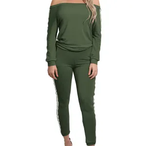 Loose Off Shoulder Patchwork Long Skinny Jumpsuits