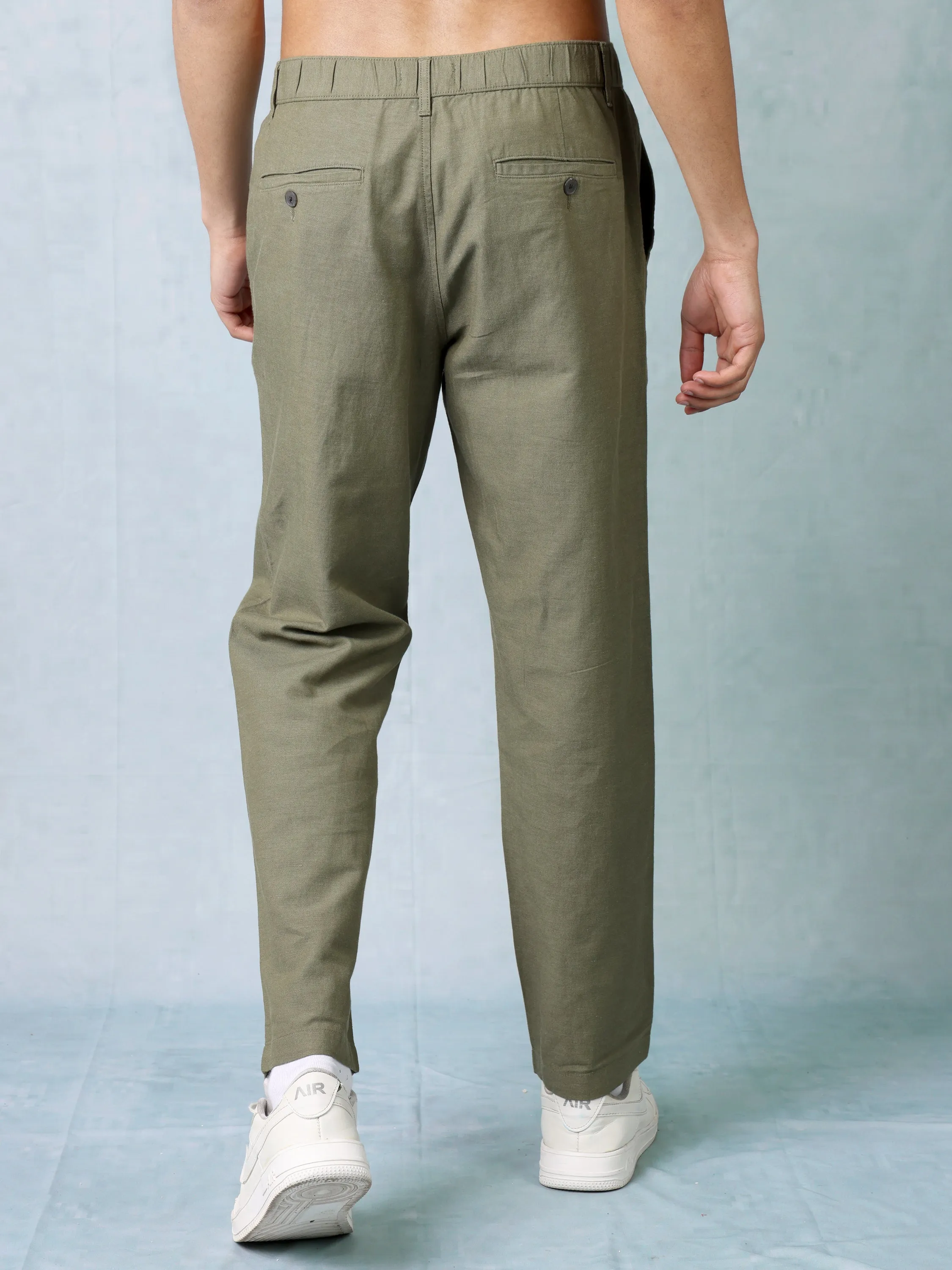 Men Olive Comfort Fit Pants