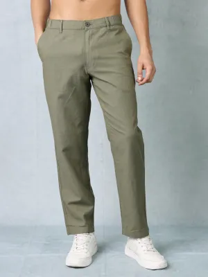 Men Olive Comfort Fit Pants