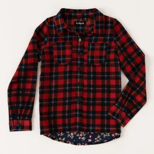 Mixed Plaid Floral Shirt