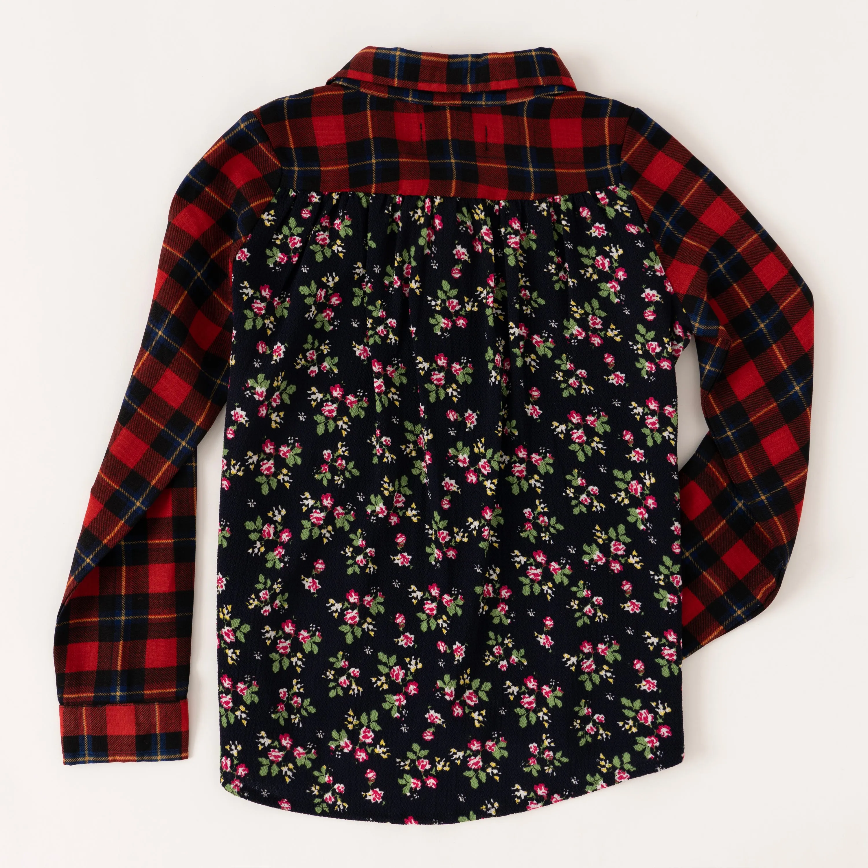 Mixed Plaid Floral Shirt