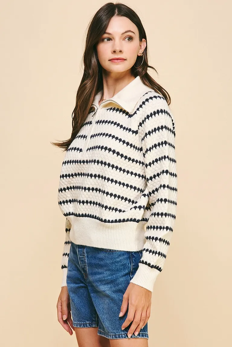 Navy & White Striped Sweater