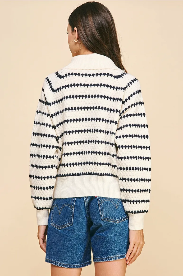 Navy & White Striped Sweater