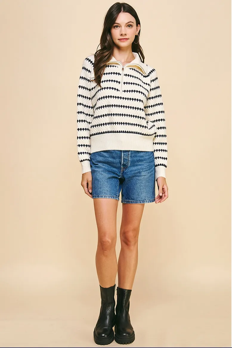 Navy & White Striped Sweater