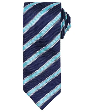 Navy/Turquoise - Waffle stripe tie