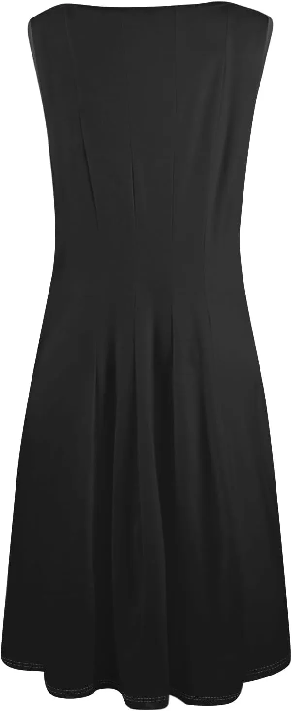 NBXNZWF Summer Dresses for Women 2025 Vacation Round Neck Sleeveless Mid Length Dress Beach Holiday Boho Print Sundresses