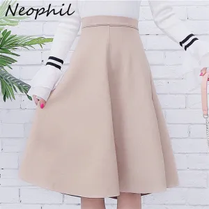 Neophil Women Suede High Waist Midi Skirt 2021 Winter Vintage Style