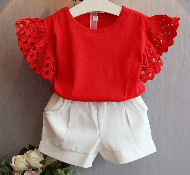 New Summer Hollow Sleeve Tops & Shorts