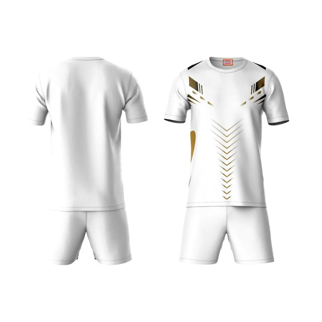 Next Print Round neck jersey white with shorts NPTS152