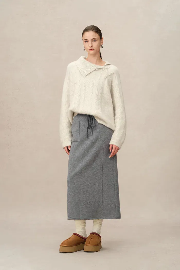 Nicole Sweatpants Skirt in Brushed Cotton Knit